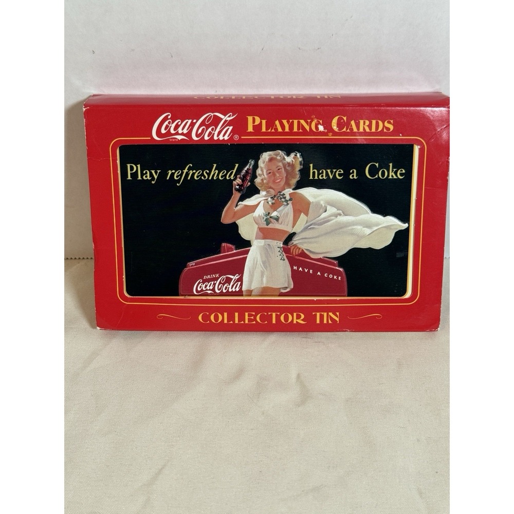 Coca-Cola Playing Cards Collector Tin 2000 2 Deck‎ Set Vintage Coke Girl USA